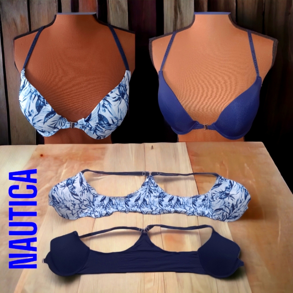 2 NAUTICA Intimates Front Closure Bras, Size 36C